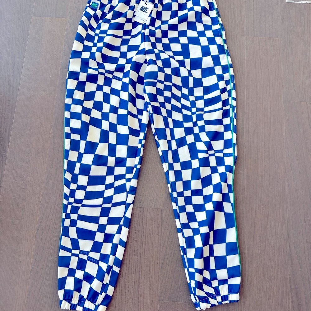 Blue and White Checkered Joggers